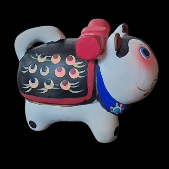 Handmade Japanese Inu Hariko Lucky Dog Figurine 4.5 x 3.5 - Picture 2 of 10